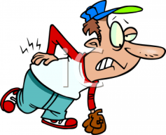 0511-1006-1802-2055_cartoon_of_a_man_hurting_his_back_playing_baseball_clipart_image